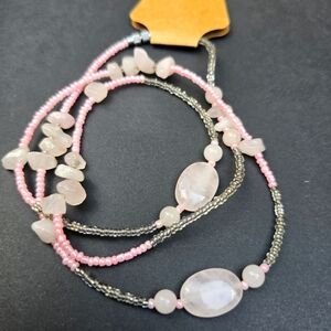 $3 with $5+ Bundle• 14" Handmade Natural Stone W/ Glass Bead Necklace JW-17